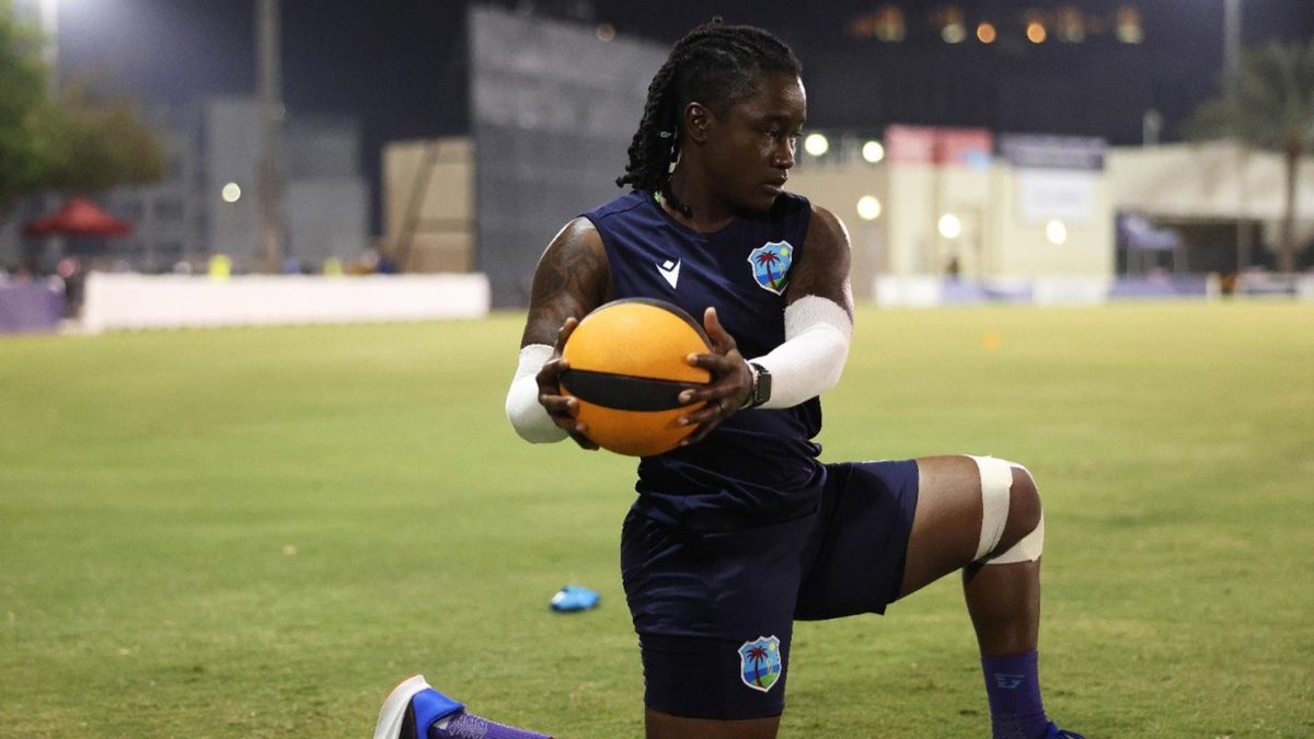Deandra Dottin trains ahead of the 2024 T20 World Cup