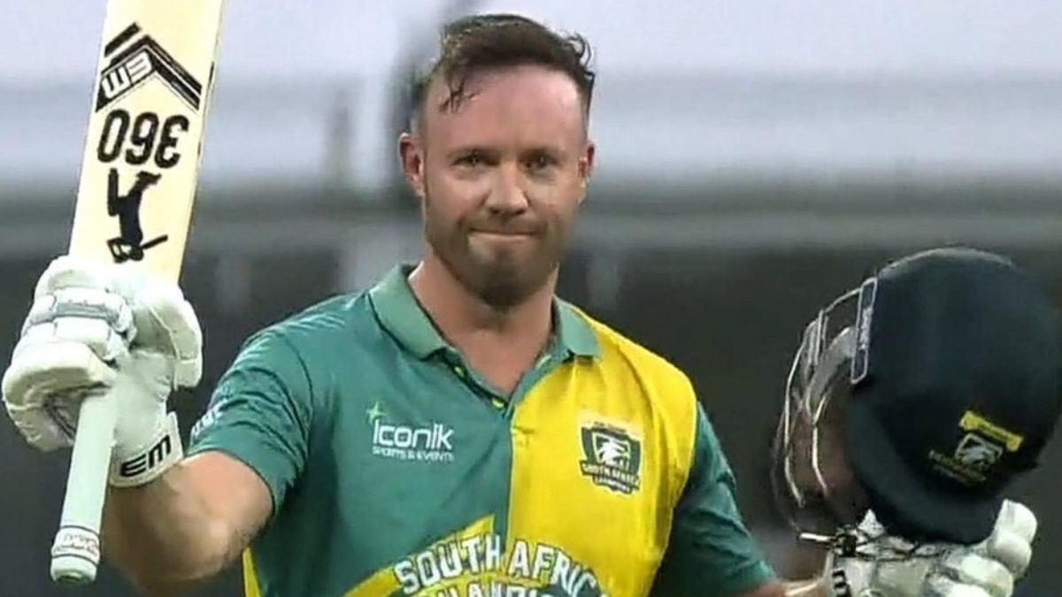 AB de Villiers, who has been in sensational form in the World Championship of Legends, scored an unbeaten 116 in 51 deliveries in a team total of 153 against England Champions.
