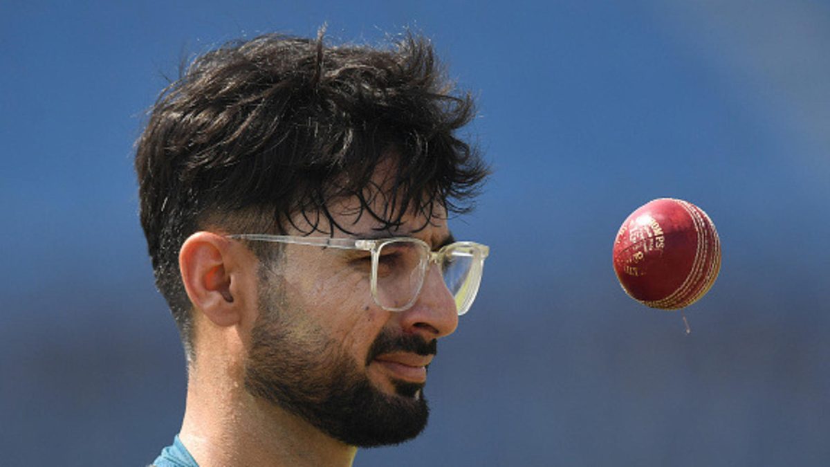 Abrar Ahmed of Pakistan spins the ball during a training session before the first Test match against England at Multan Cricket Stadium on October 05, 2024 in Multan, Pakistan