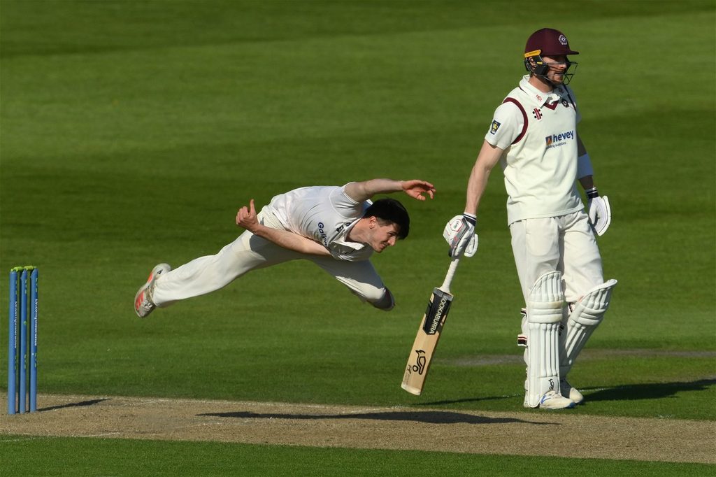 George Garton's bowling action is really quite something