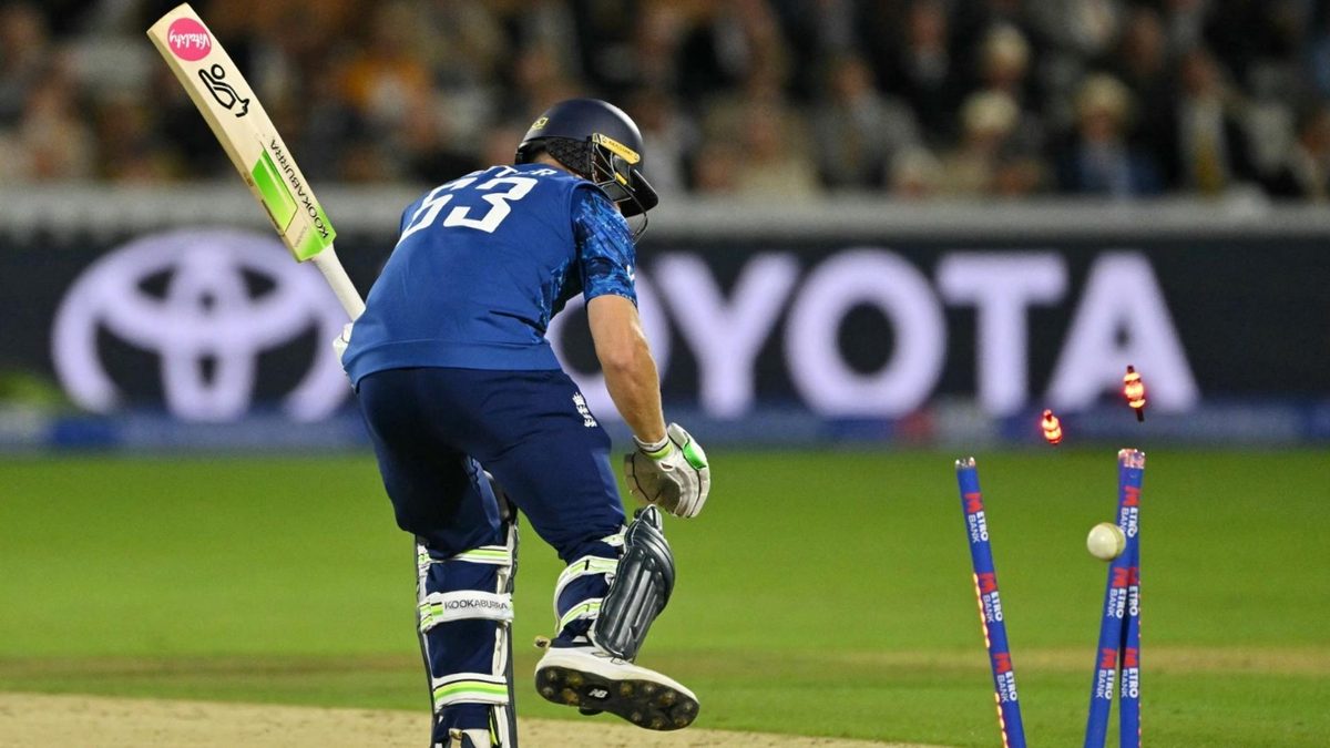 Jos Buttler is bowled in England's ODI series defeat to South Africa