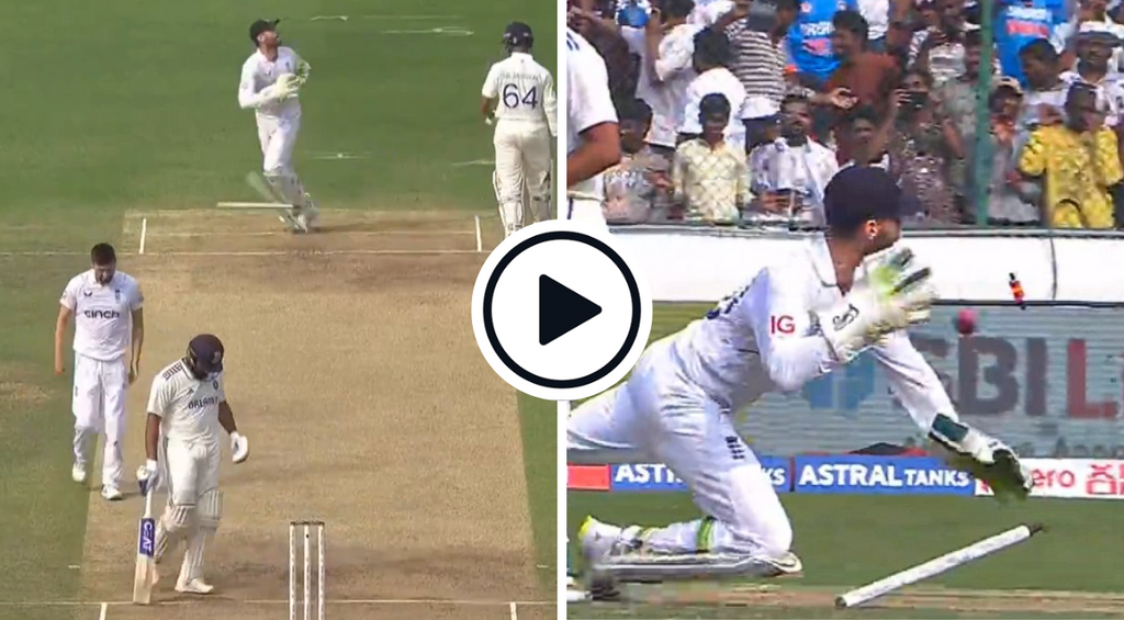 Watch: Ben Foakes comically takes out all three stumps attempting to field ball