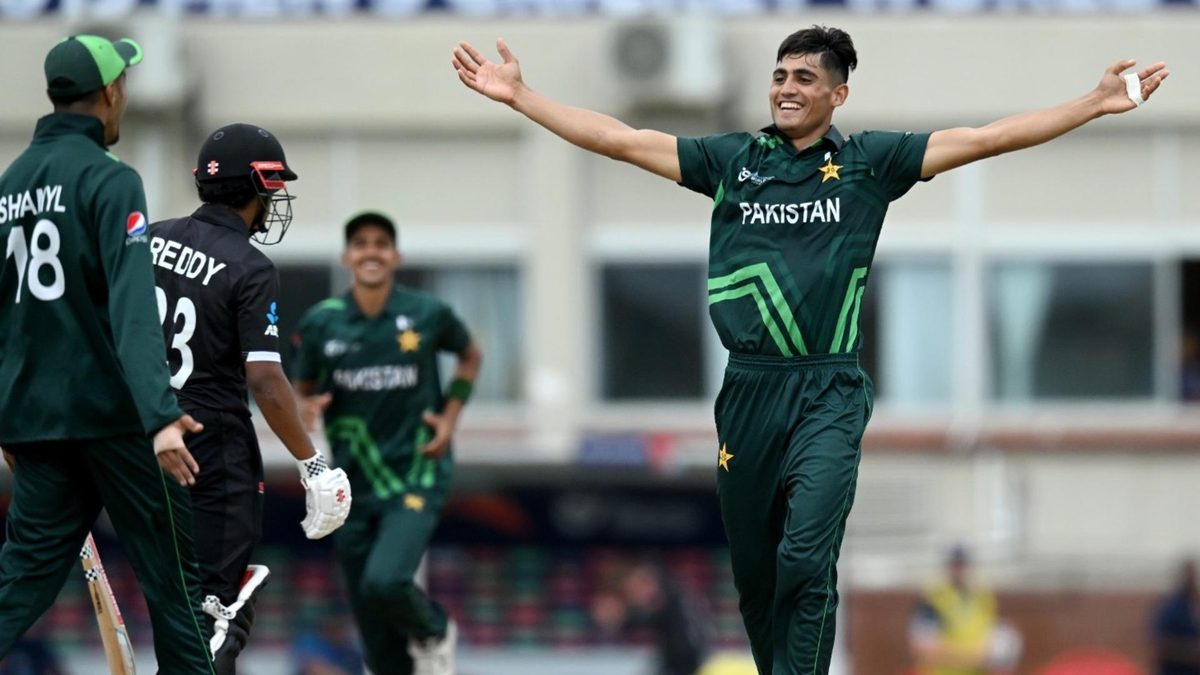 Ubaid Shah celebrates while playing for Pakistan in the U19 World Cup