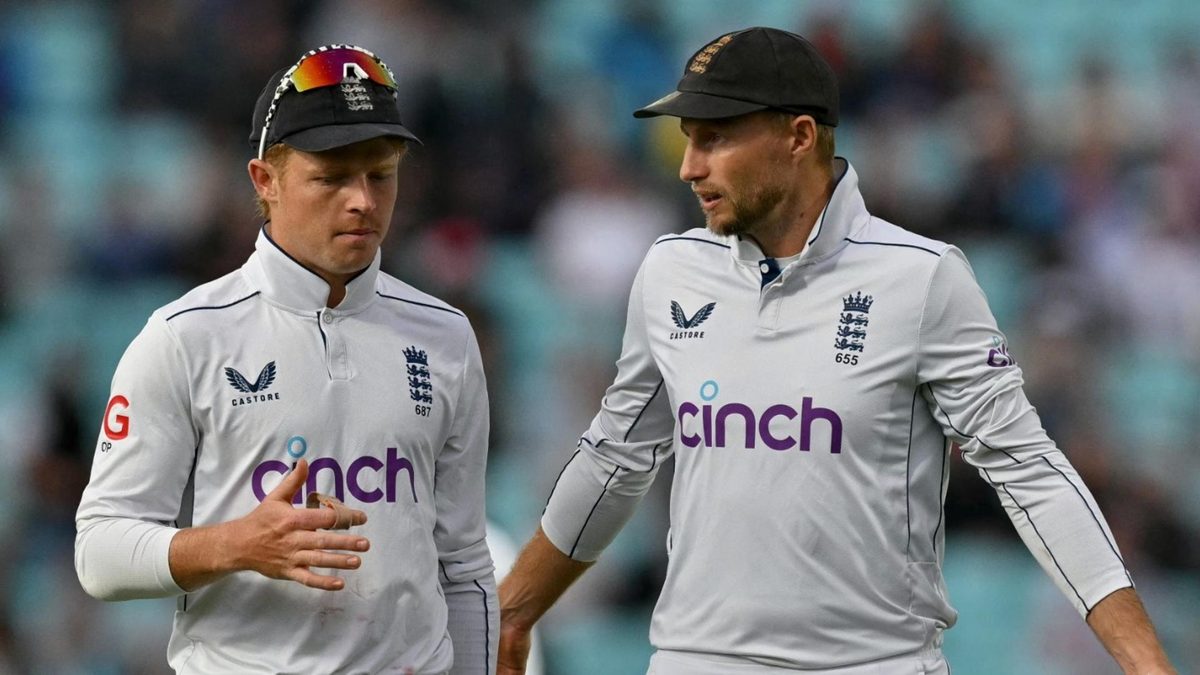 Ollie Pope and Joe Root during England's Test series win over Sri Lanka