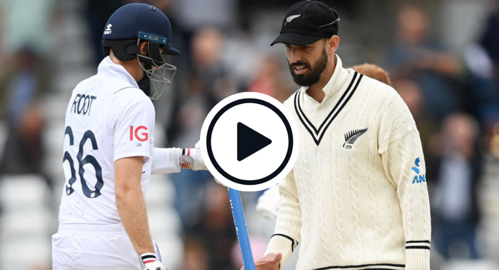 Watch: Joe Root hands over souvenir stump to Daryl Mitchell after New Zealander’s record-breaking series