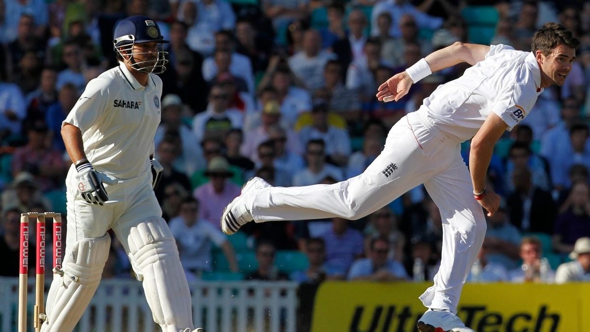 James Anderson and Sachin Tendulkar during a Test match