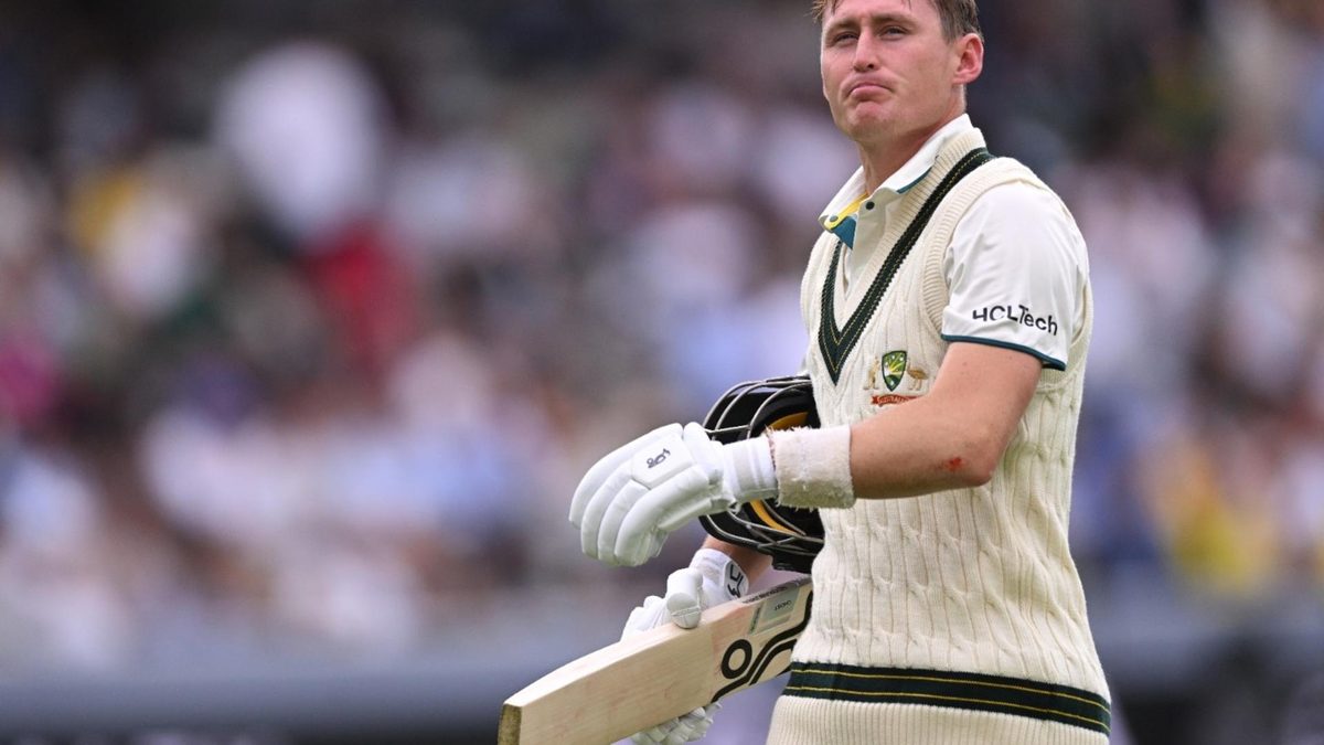 Marnus Labuschagne walks back after his dismissal in the WTC final