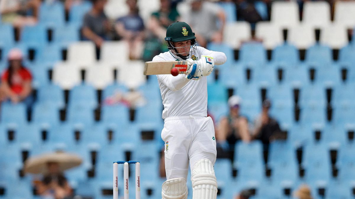 South Africa's Corbin Bosch plays a shot during the second day of the first cricket Test match between South Africa and Pakistan at SuperSport Park in Centurion on December 27, 2024