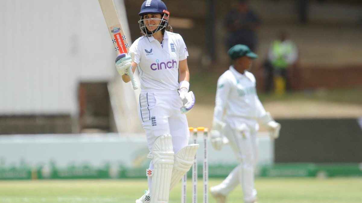 Maia Bouchier celebrates her half-century on England Test debut against South Africa