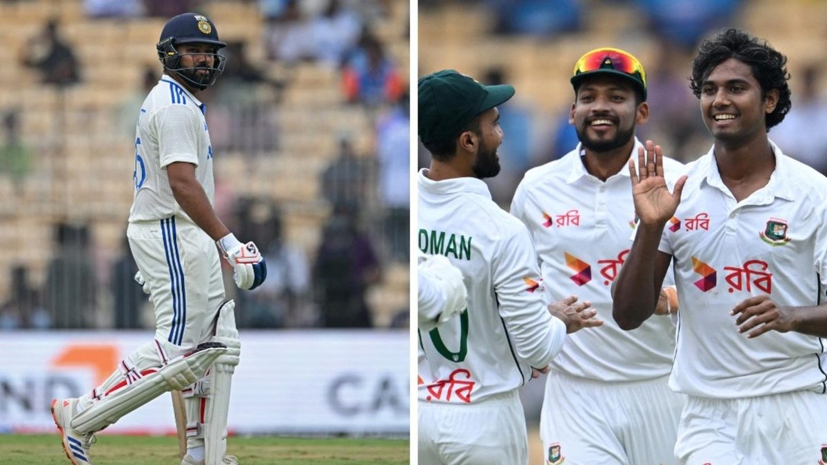 Rohit Sharma walks back after being dismissed by