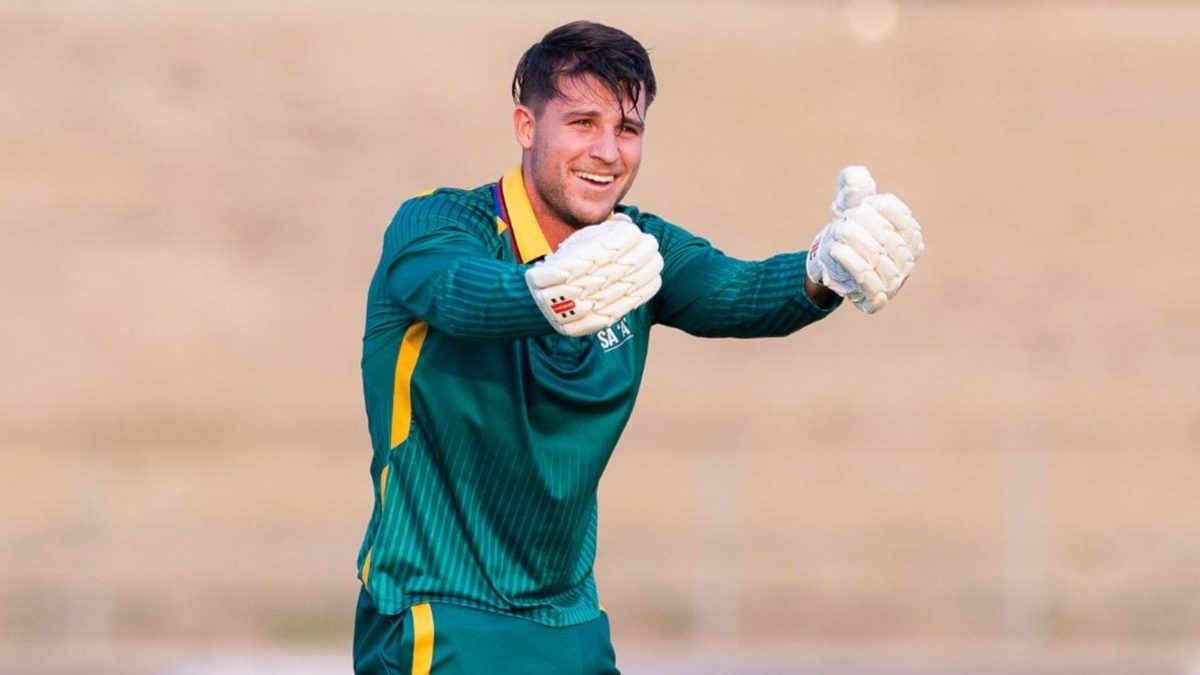 Rubin Hermann celebrates scoring second consecutive hundred for South Africa A
