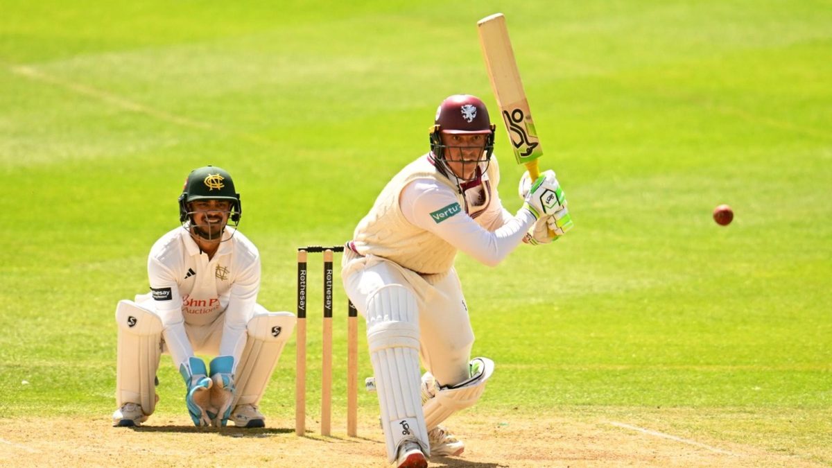 Tom Banton plays a shot in the 2025 County Championship Kookaburra ball round