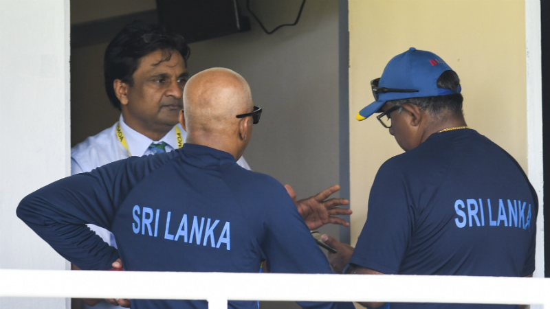 Javagal Srinath, the match referee, was involved in discussions with the Sri Lankan coach and manager