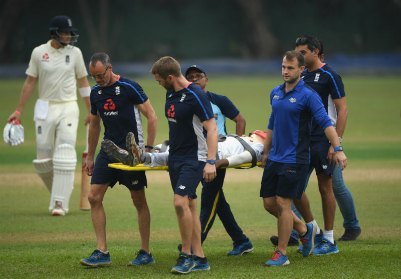 Pathun Nissanka had to be stretchered off the field for further assessment after the blow