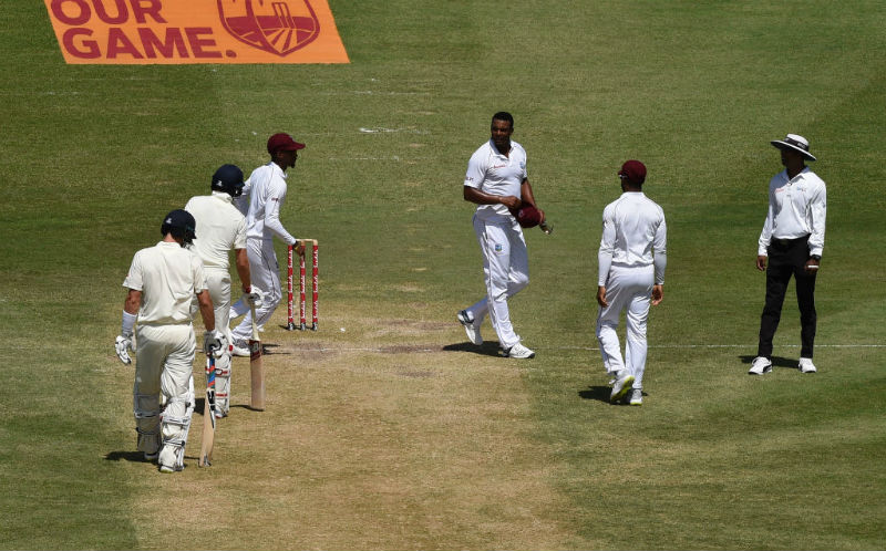 The altercation between Shannon Gabriel and Joe Root was caught on the stump mics
