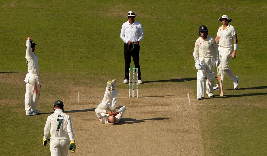 Lyon was denied an LBW appeal against Stokes in Leeds