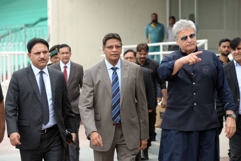 A Sri Lankan security delegation visits the Gaddafi Stadium in Lahore, Pakistan