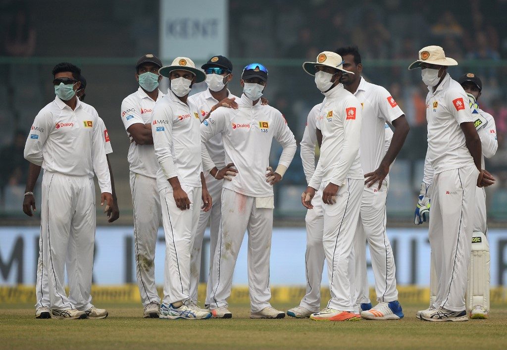 Sri Lanka players wore protective masks during the Delhi Test against India in 2017