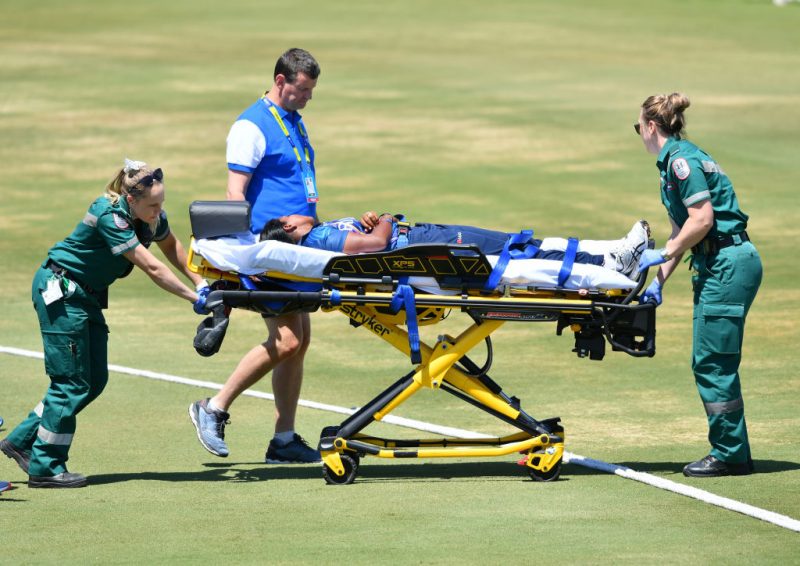 Sri Lanka Women pacer Achini Kulasuriya was knocked out and had to be stretchered off the field