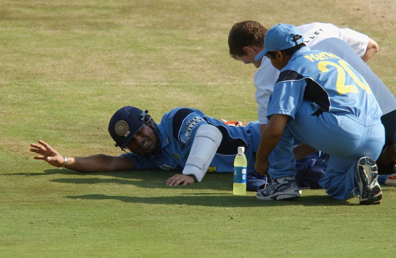 Sachin Tendulkar suffered a bout of cramps, and was soon dismissed for 98