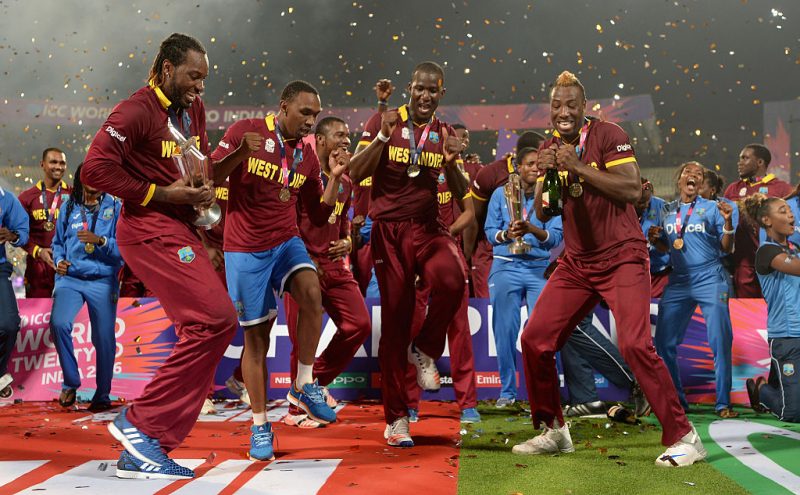 West Indies players celebrate after winning the T20 World Cup in 2016